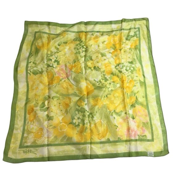 Avon Water Repellent Floral Square Scarf Vintage - Picture 3 of 9
